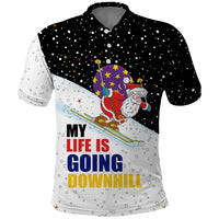 Santa Claus Ski My Life Is Going Downhill Christmas Polo Shirt Xmas Holiday Patterns - Wonder Print Shop