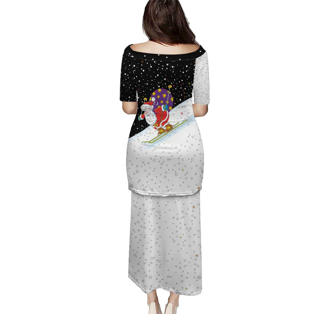 Santa Claus Ski My Life Is Going Downhill Christmas Puletasi Xmas Holiday Patterns - Wonder Print Shop