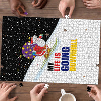Santa Claus Ski My Life Is Going Downhill Christmas Puzzle Xmas Holiday Patterns - Wonder Print Shop