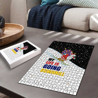 Santa Claus Ski My Life Is Going Downhill Christmas Puzzle Xmas Holiday Patterns - Wonder Print Shop