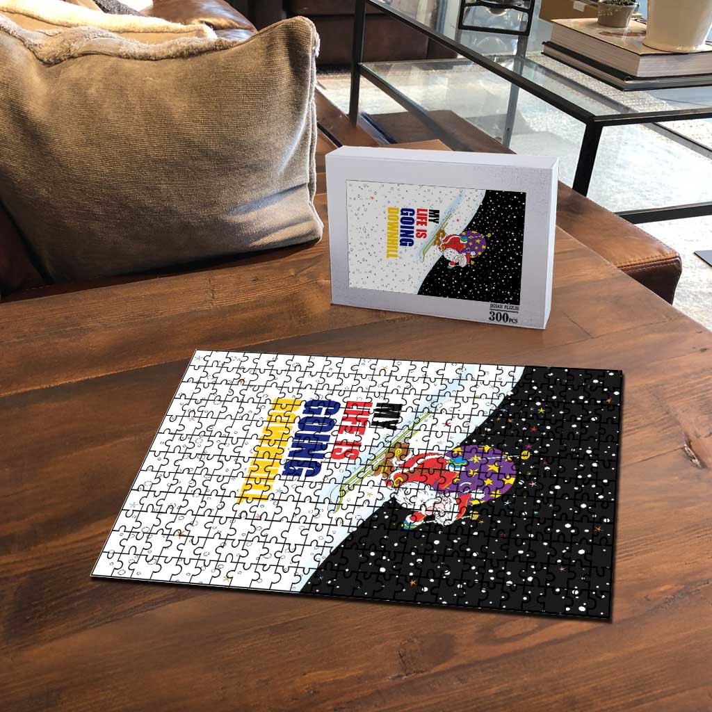 Santa Claus Ski My Life Is Going Downhill Christmas Puzzle Xmas Holiday Patterns - Wonder Print Shop