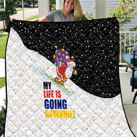 Santa Claus Ski My Life Is Going Downhill Christmas Quilt Xmas Holiday Patterns - Wonder Print Shop