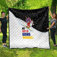 Santa Claus Ski My Life Is Going Downhill Christmas Quilt Xmas Holiday Patterns - Wonder Print Shop