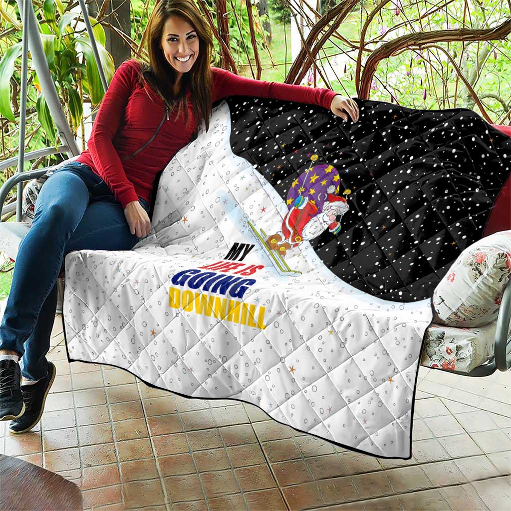 Santa Claus Ski My Life Is Going Downhill Christmas Quilt Xmas Holiday Patterns - Wonder Print Shop