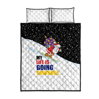 Santa Claus Ski My Life Is Going Downhill Christmas Quilt Bed Set Xmas Holiday Patterns - Wonder Print Shop