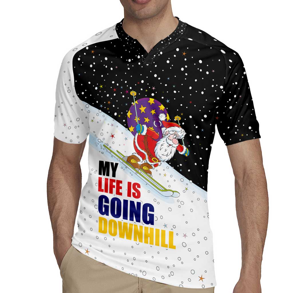 Santa Claus Ski My Life Is Going Downhill Christmas Rugby Jersey Xmas Holiday Patterns - Wonder Print Shop