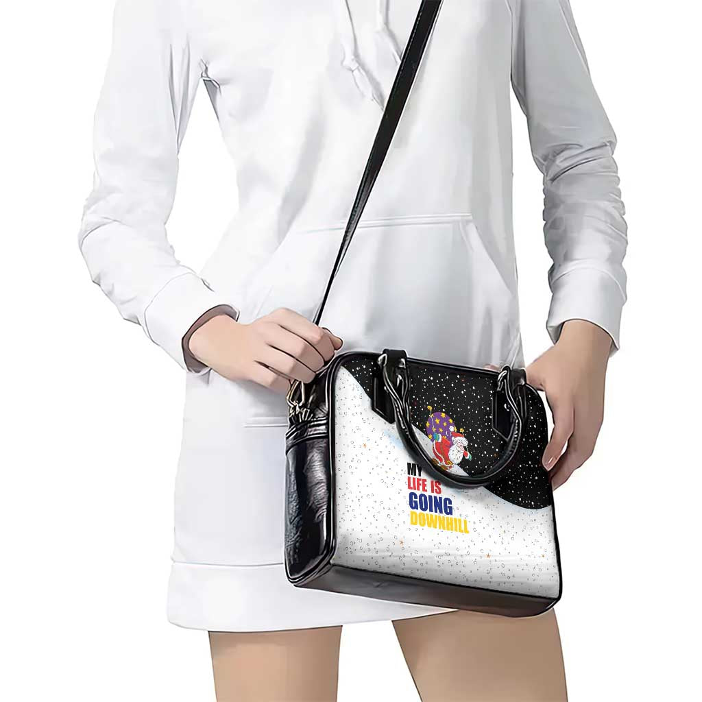 Santa Claus Ski My Life Is Going Downhill Christmas Shoulder Handbag Xmas Holiday Patterns - Wonder Print Shop