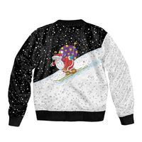 Santa Claus Ski My Life Is Going Downhill Christmas Sleeve Zip Bomber Jacket Xmas Holiday Patterns - Wonder Print Shop