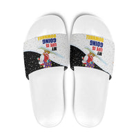 Santa Claus Ski My Life Is Going Downhill Christmas Slide Sandals Xmas Holiday Patterns - Wonder Print Shop