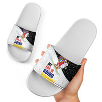Santa Claus Ski My Life Is Going Downhill Christmas Slide Sandals Xmas Holiday Patterns - Wonder Print Shop