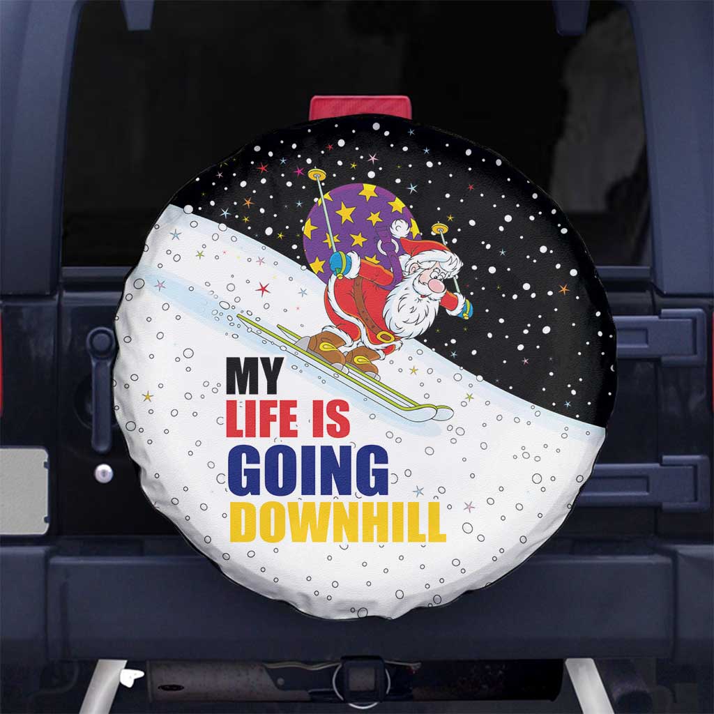 Santa Claus Ski My Life Is Going Downhill Christmas Spare Tire Cover Xmas Holiday Patterns - Wonder Print Shop