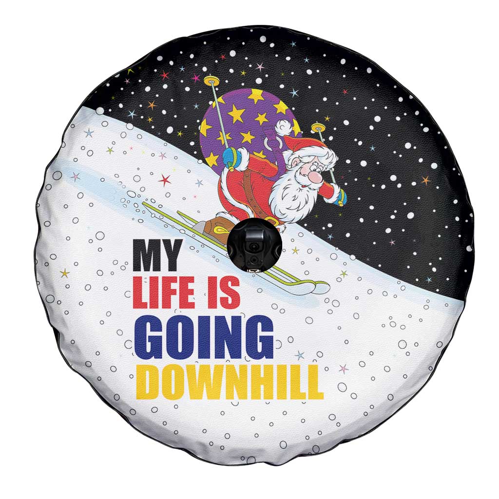 Santa Claus Ski My Life Is Going Downhill Christmas Spare Tire Cover Xmas Holiday Patterns - Wonder Print Shop