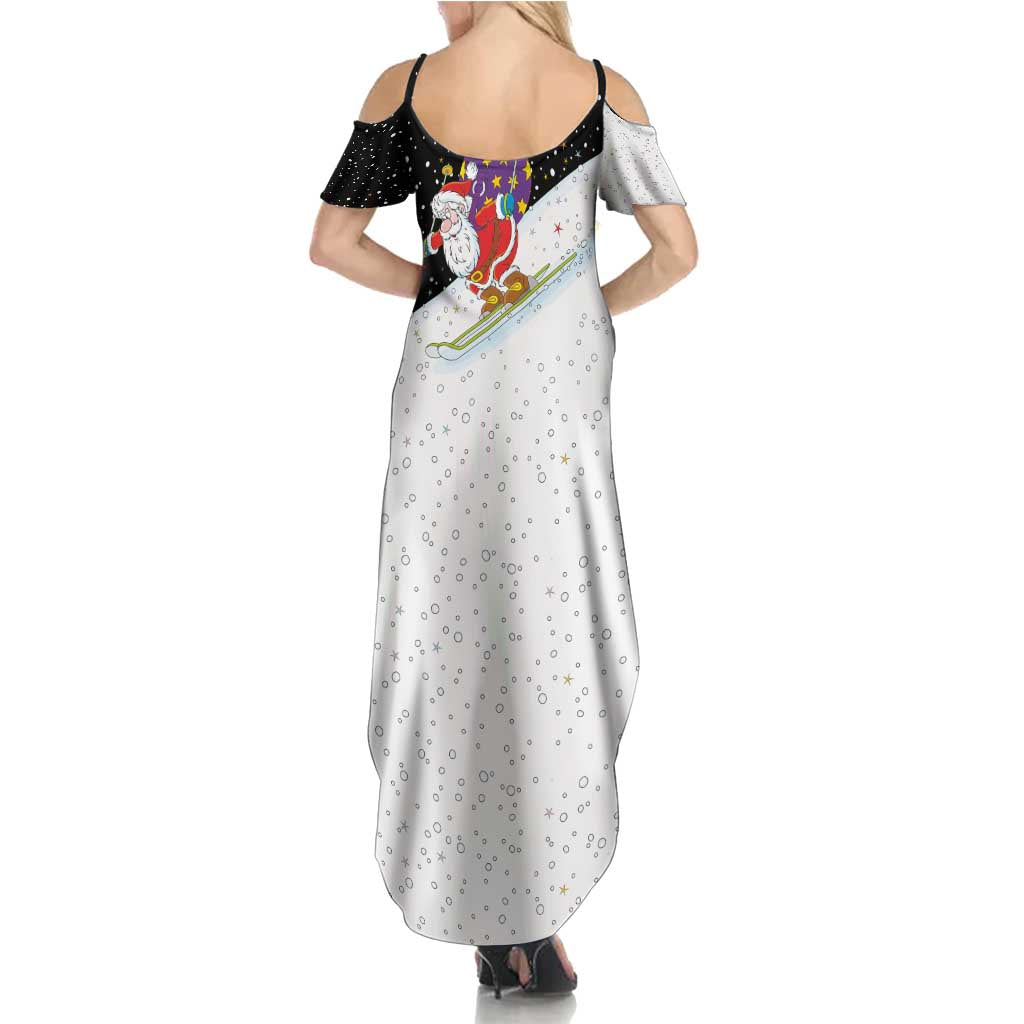 Santa Claus Ski My Life Is Going Downhill Christmas Summer Maxi Dress Xmas Holiday Patterns - Wonder Print Shop