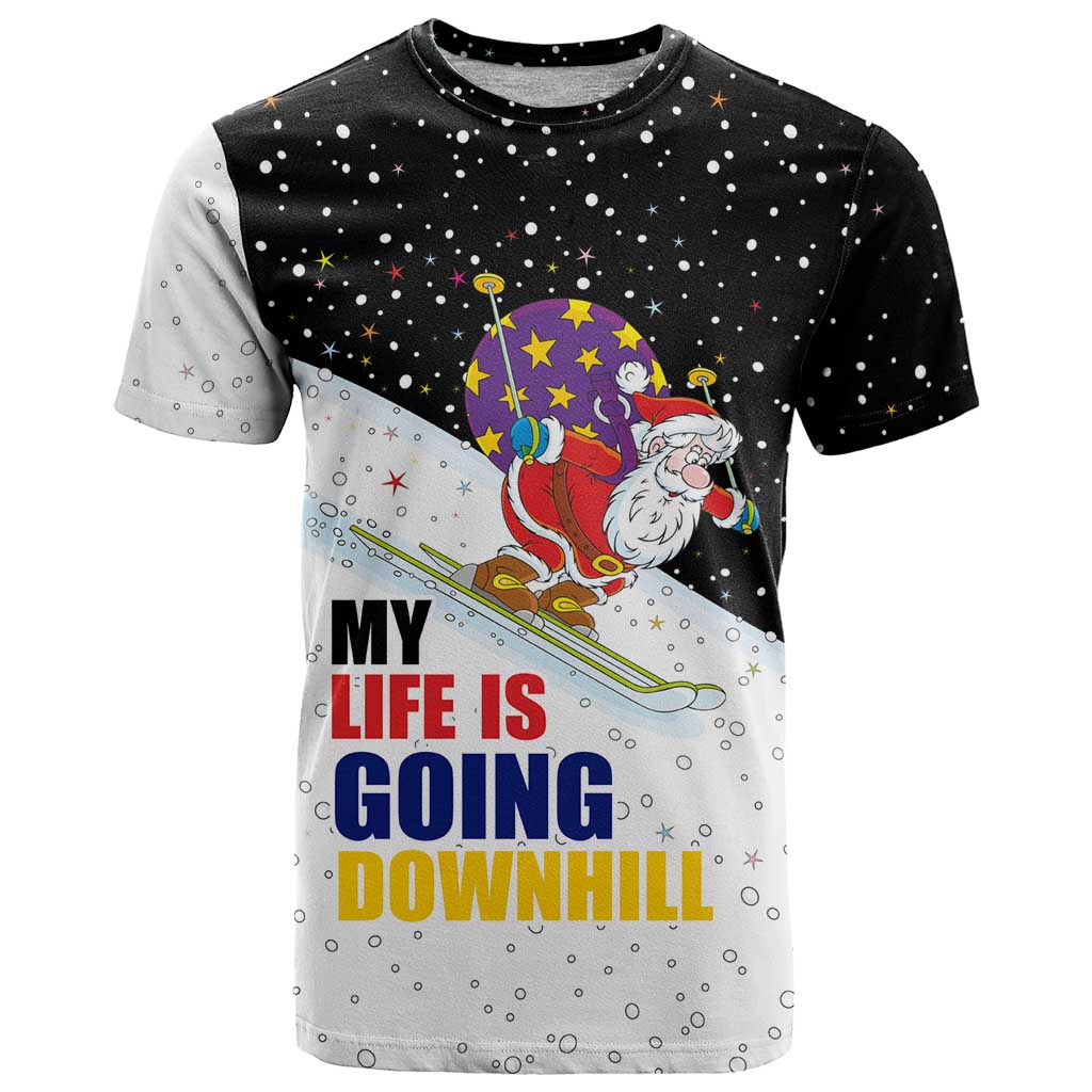 Santa Claus Ski My Life Is Going Downhill Christmas T Shirt Xmas Holiday Patterns - Wonder Print Shop