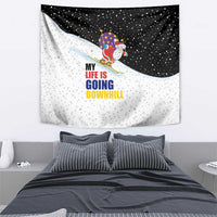 Santa Claus Ski My Life Is Going Downhill Christmas Tapestry Xmas Holiday Patterns - Wonder Print Shop
