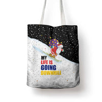 Santa Claus Ski My Life Is Going Downhill Christmas Tote Bag Xmas Holiday Patterns - Wonder Print Shop
