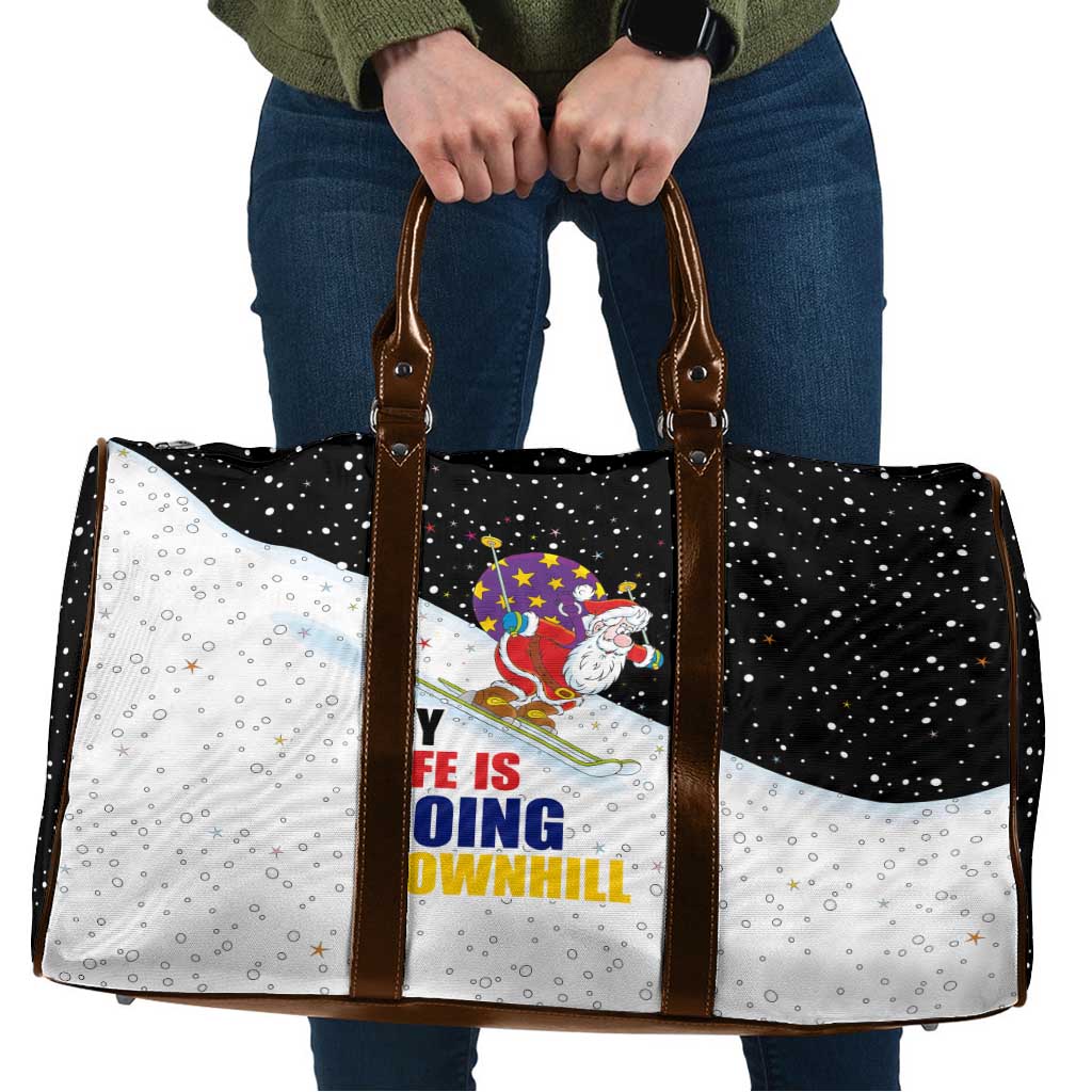 Santa Claus Ski My Life Is Going Downhill Christmas Travel Bag Xmas Holiday Patterns - Wonder Print Shop