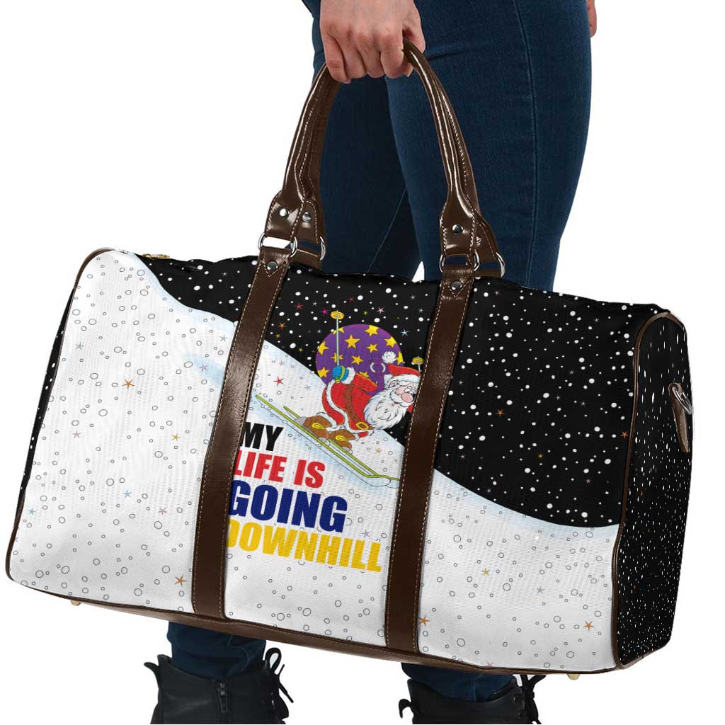 Santa Claus Ski My Life Is Going Downhill Christmas Travel Bag Xmas Holiday Patterns - Wonder Print Shop