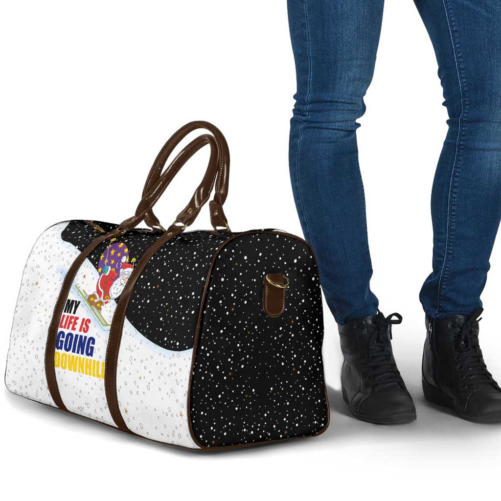 Santa Claus Ski My Life Is Going Downhill Christmas Travel Bag Xmas Holiday Patterns - Wonder Print Shop