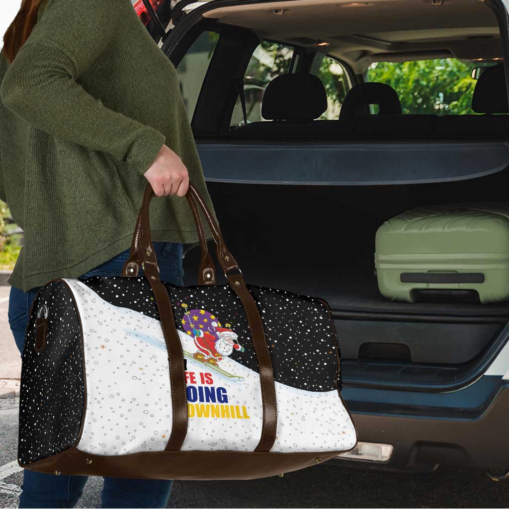 Santa Claus Ski My Life Is Going Downhill Christmas Travel Bag Xmas Holiday Patterns - Wonder Print Shop