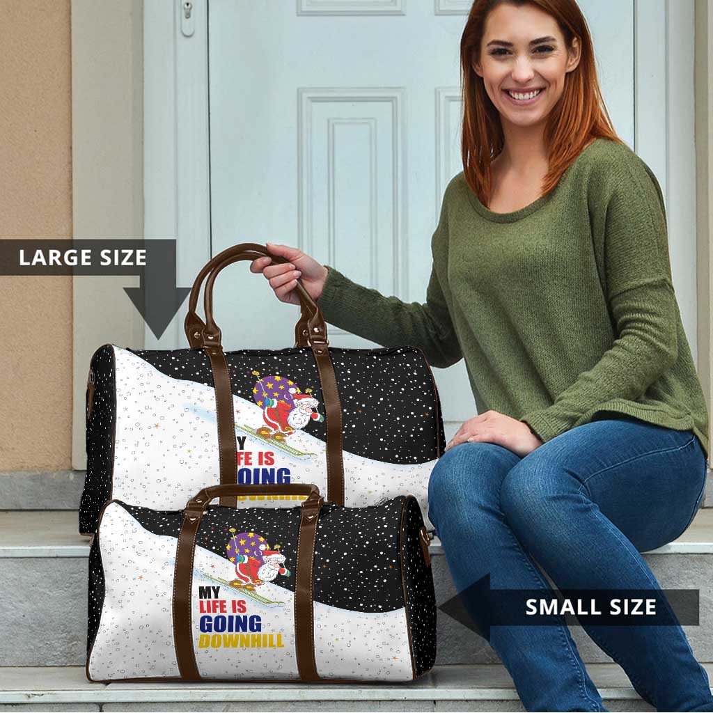 Santa Claus Ski My Life Is Going Downhill Christmas Travel Bag Xmas Holiday Patterns - Wonder Print Shop