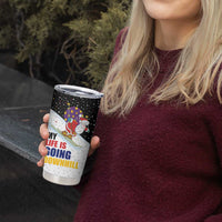 Santa Claus Ski My Life Is Going Downhill Christmas Tumbler Cup Xmas Holiday Patterns - Wonder Print Shop