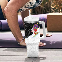 Santa Claus Ski My Life Is Going Downhill Christmas Tumbler With Handle Xmas Holiday Patterns - Wonder Print Shop
