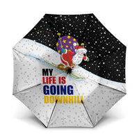Santa Claus Ski My Life Is Going Downhill Christmas Umbrella Xmas Holiday Patterns - Wonder Print Shop