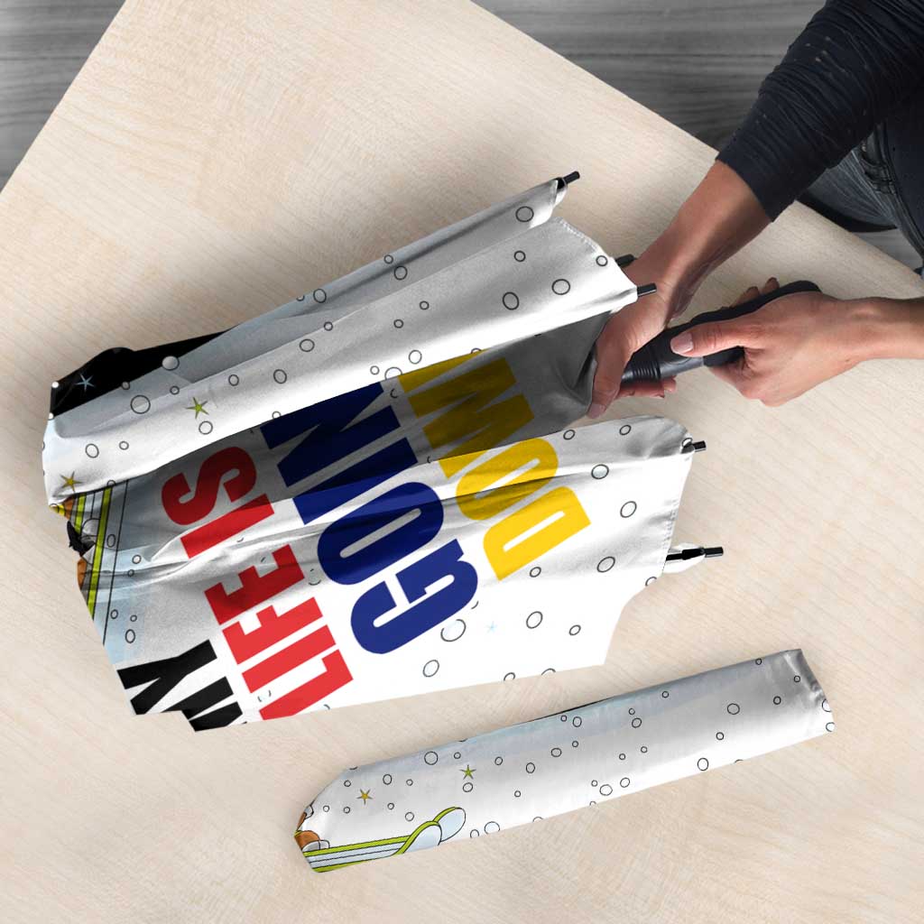 Santa Claus Ski My Life Is Going Downhill Christmas Umbrella Xmas Holiday Patterns - Wonder Print Shop