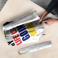 Santa Claus Ski My Life Is Going Downhill Christmas Umbrella Xmas Holiday Patterns - Wonder Print Shop