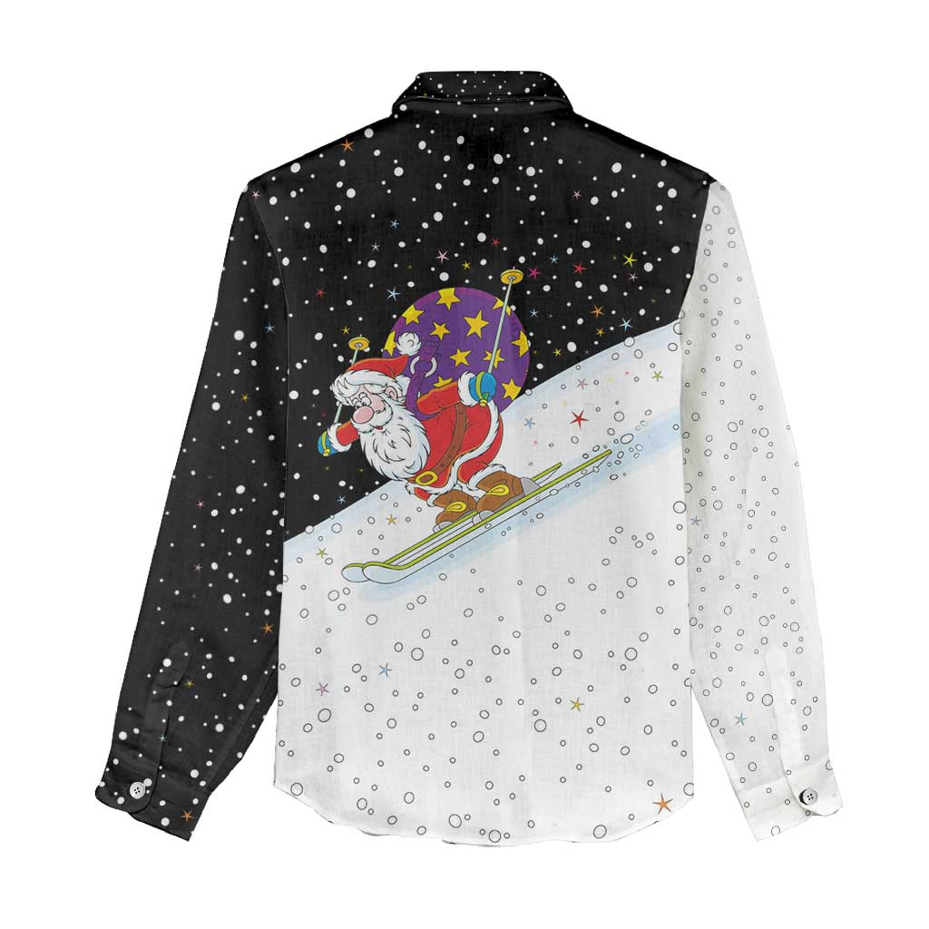 Santa Claus Ski My Life Is Going Downhill Christmas Women Casual Shirt Xmas Holiday Patterns - Wonder Print Shop