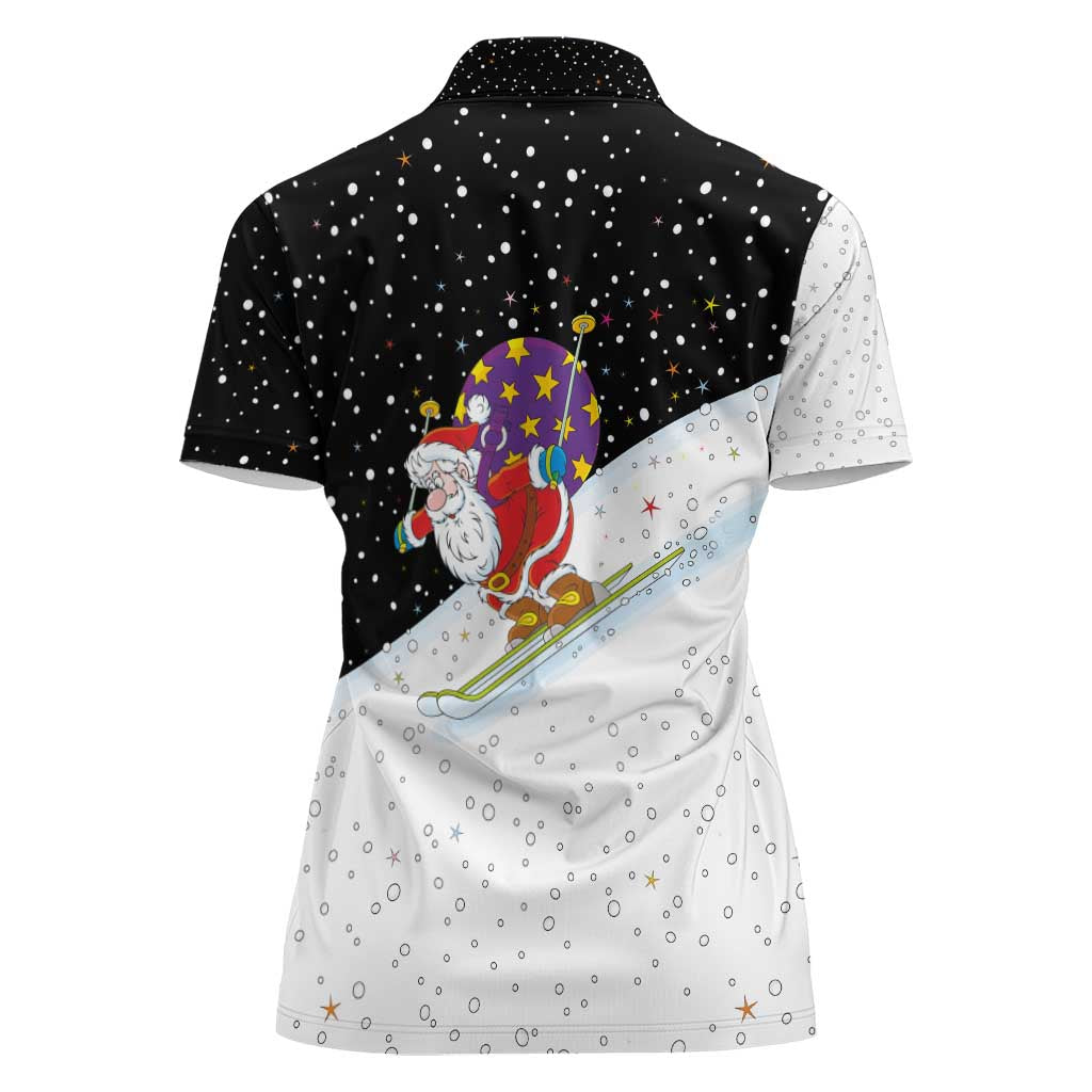 Santa Claus Ski My Life Is Going Downhill Christmas Women Polo Shirt Xmas Holiday Patterns - Wonder Print Shop