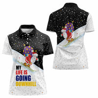 Santa Claus Ski My Life Is Going Downhill Christmas Women Polo Shirt Xmas Holiday Patterns - Wonder Print Shop