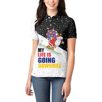 Santa Claus Ski My Life Is Going Downhill Christmas Women Polo Shirt Xmas Holiday Patterns - Wonder Print Shop
