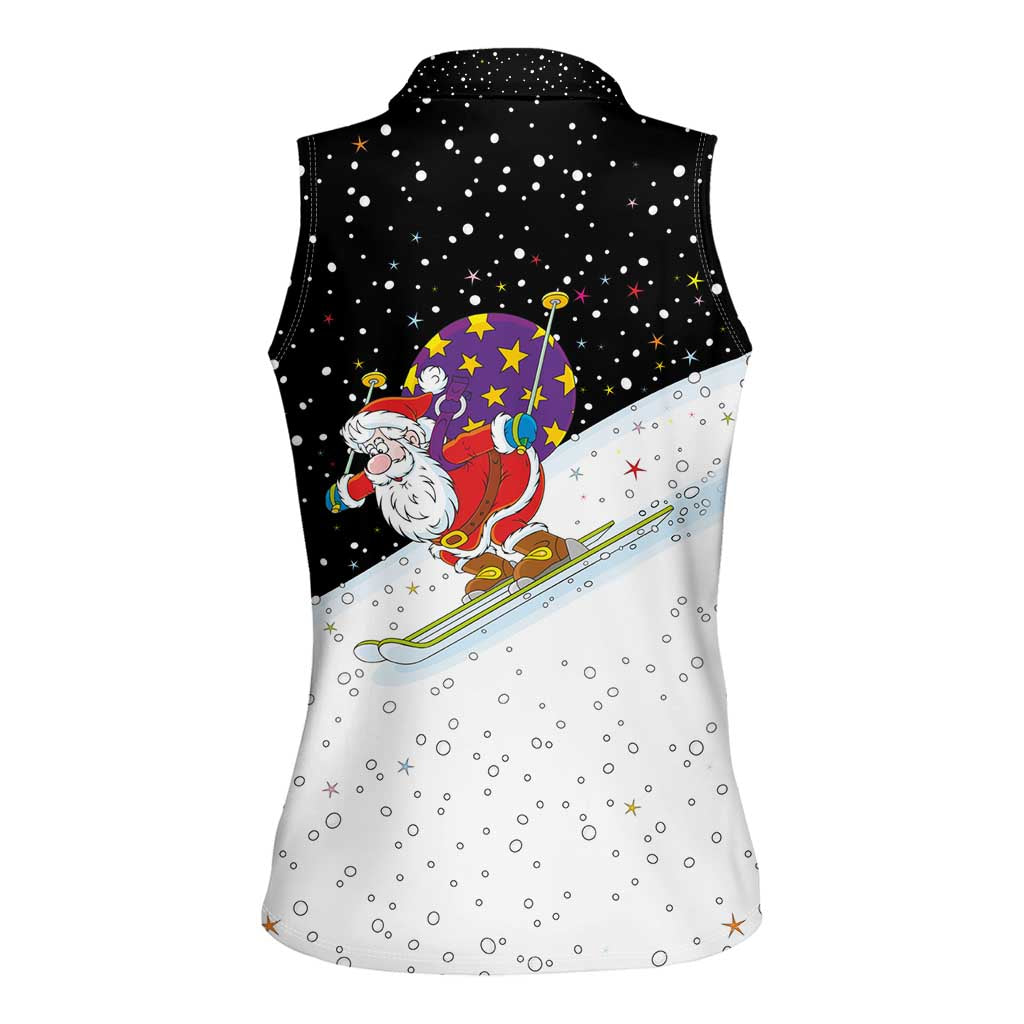 Santa Claus Ski My Life Is Going Downhill Christmas Women Sleeveless Polo Shirt Xmas Holiday Patterns - Wonder Print Shop