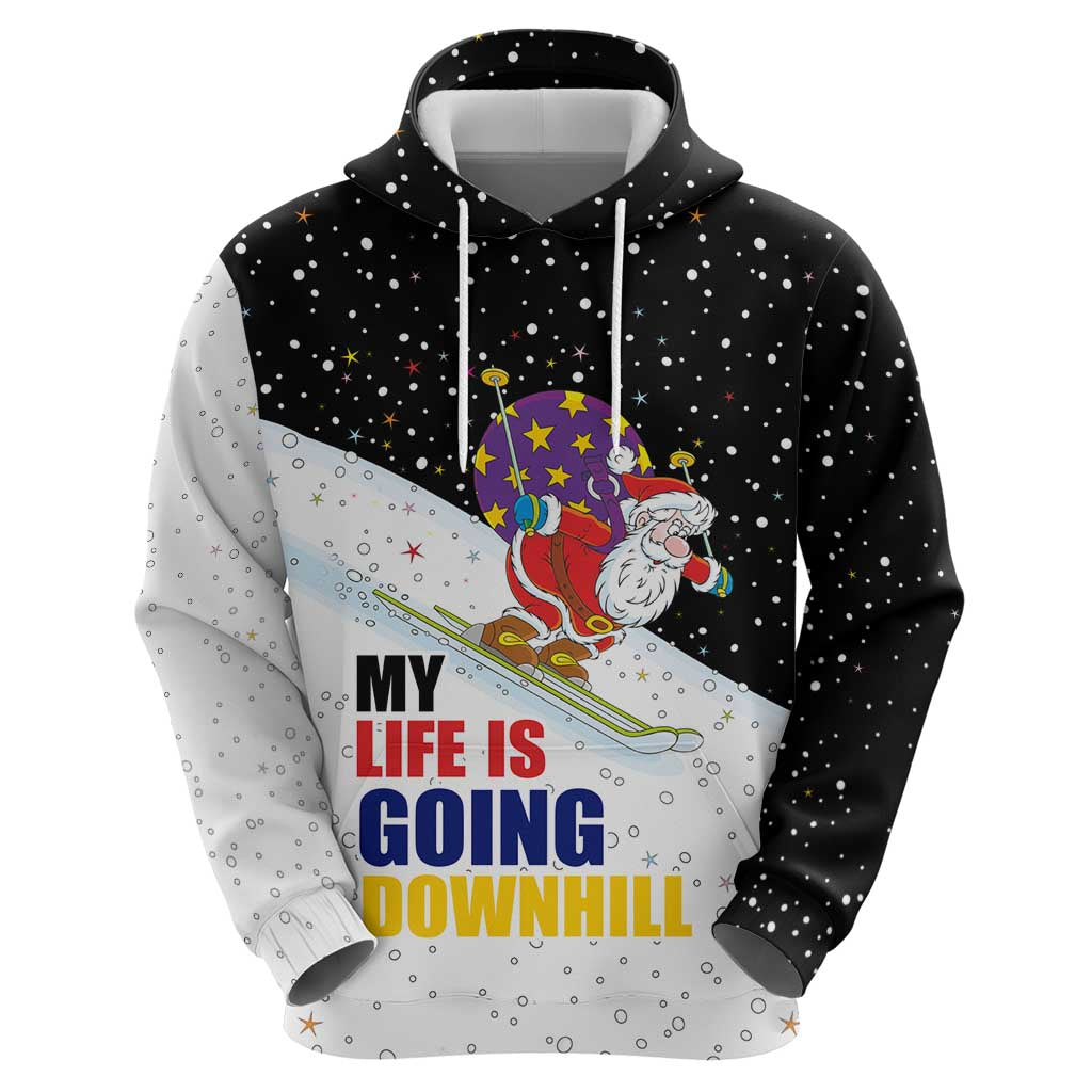 Santa Claus Ski My Life Is Going Downhill Christmas Zip Hoodie Xmas Holiday Patterns - Wonder Print Shop