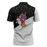 Santa Claus Ski My Life Is Going Downhill Christmas Zipper Polo Shirt Xmas Holiday Patterns - Wonder Print Shop