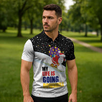 Santa Claus Ski My Life Is Going Downhill Christmas Zipper Polo Shirt Xmas Holiday Patterns - Wonder Print Shop
