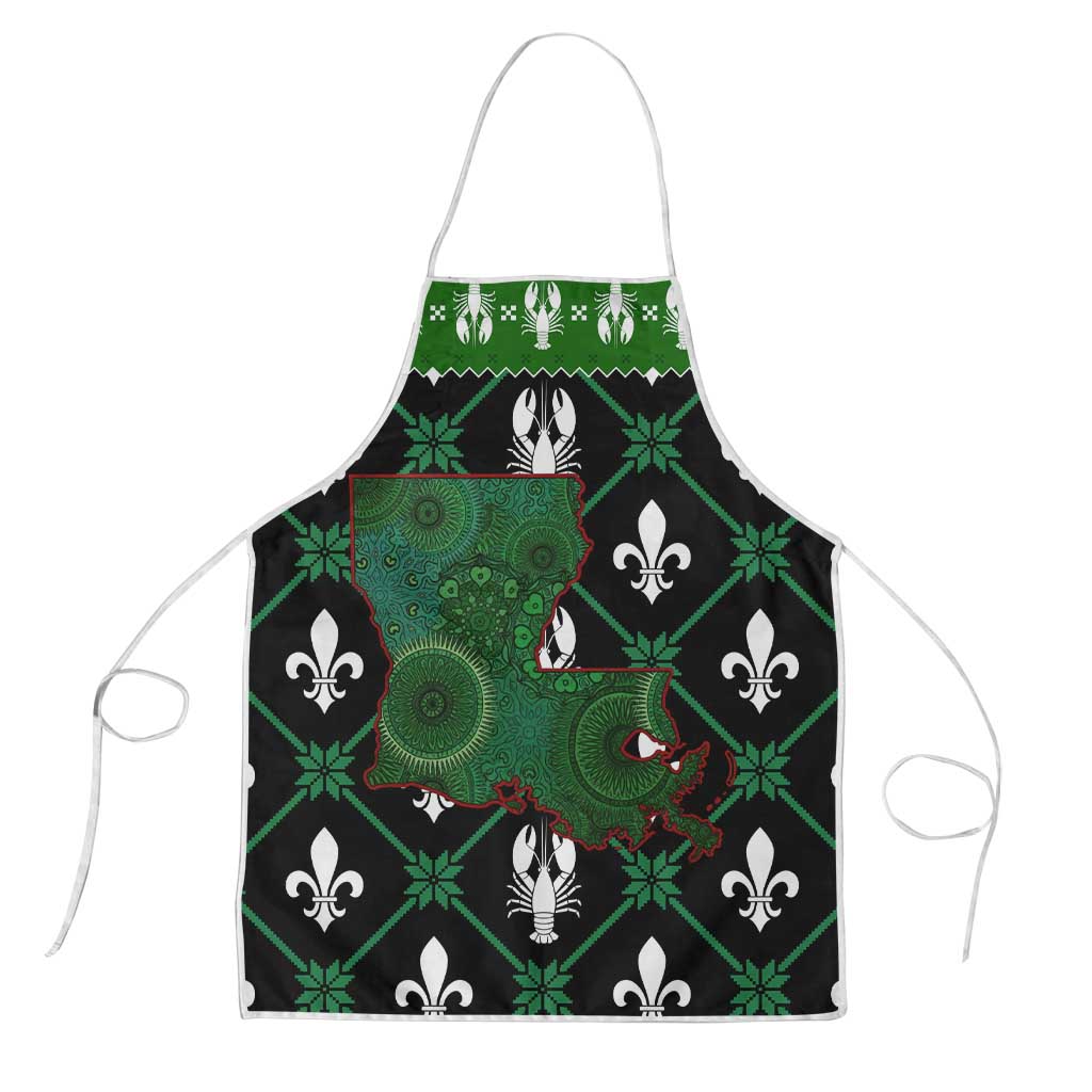 Louisiana USA Symbols Pattern Christmas Apron Xmas Holiday Patterns - Wonder Print Shop