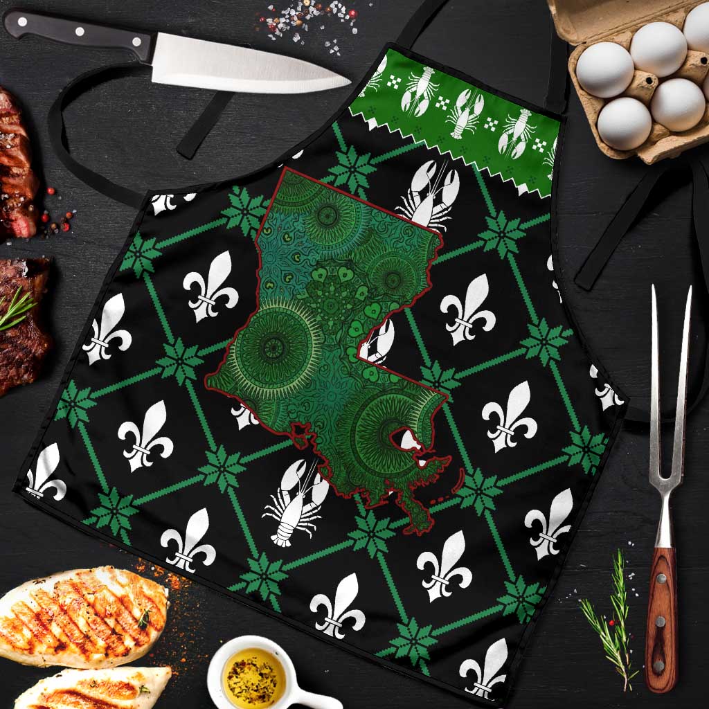 Louisiana USA Symbols Pattern Christmas Apron Xmas Holiday Patterns - Wonder Print Shop
