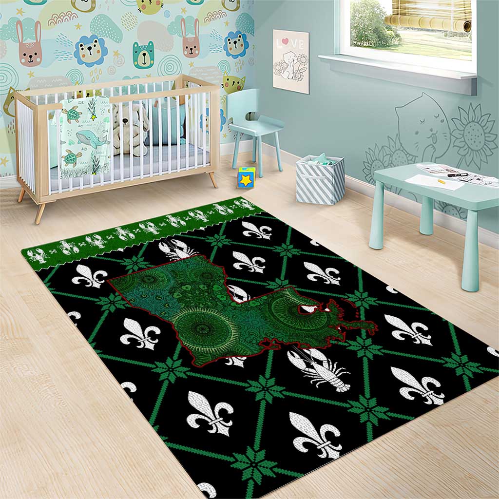 Louisiana USA Symbols Pattern Christmas Area Rug Xmas Holiday Patterns - Wonder Print Shop