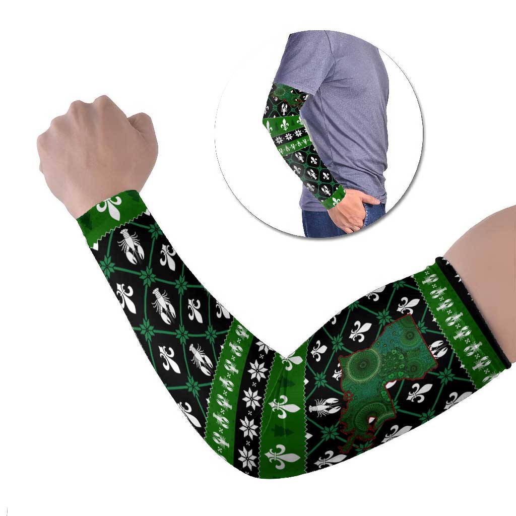 Louisiana USA Symbols Pattern Christmas Arm Sleeves Xmas Holiday Patterns - Wonder Print Shop