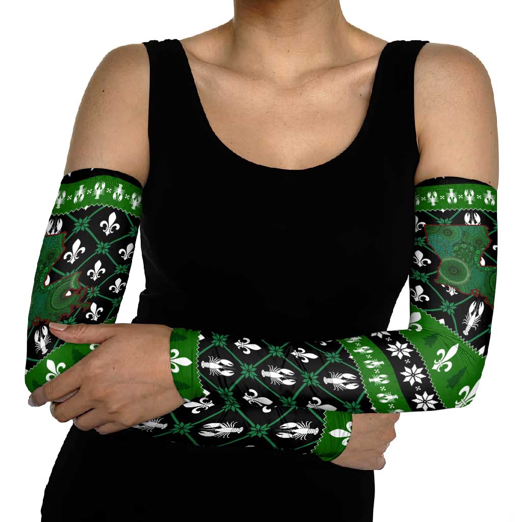 Louisiana USA Symbols Pattern Christmas Arm Sleeves Xmas Holiday Patterns - Wonder Print Shop