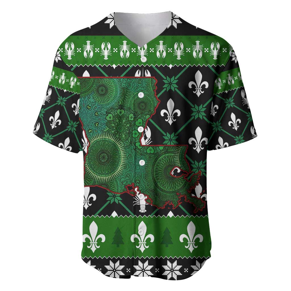 Louisiana USA Symbols Pattern Christmas Baseball Jersey Xmas Holiday Patterns - Wonder Print Shop