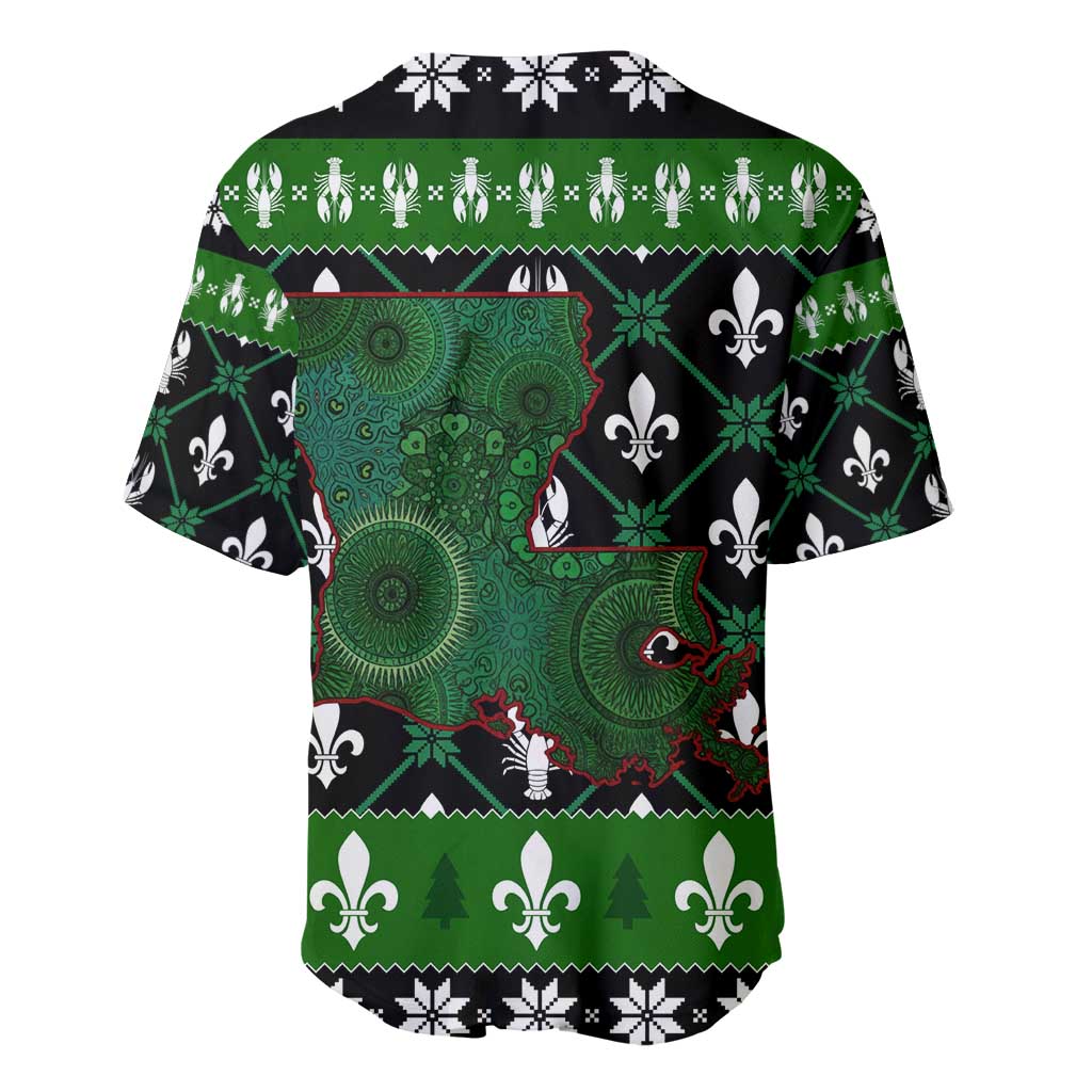 Louisiana USA Symbols Pattern Christmas Baseball Jersey Xmas Holiday Patterns - Wonder Print Shop