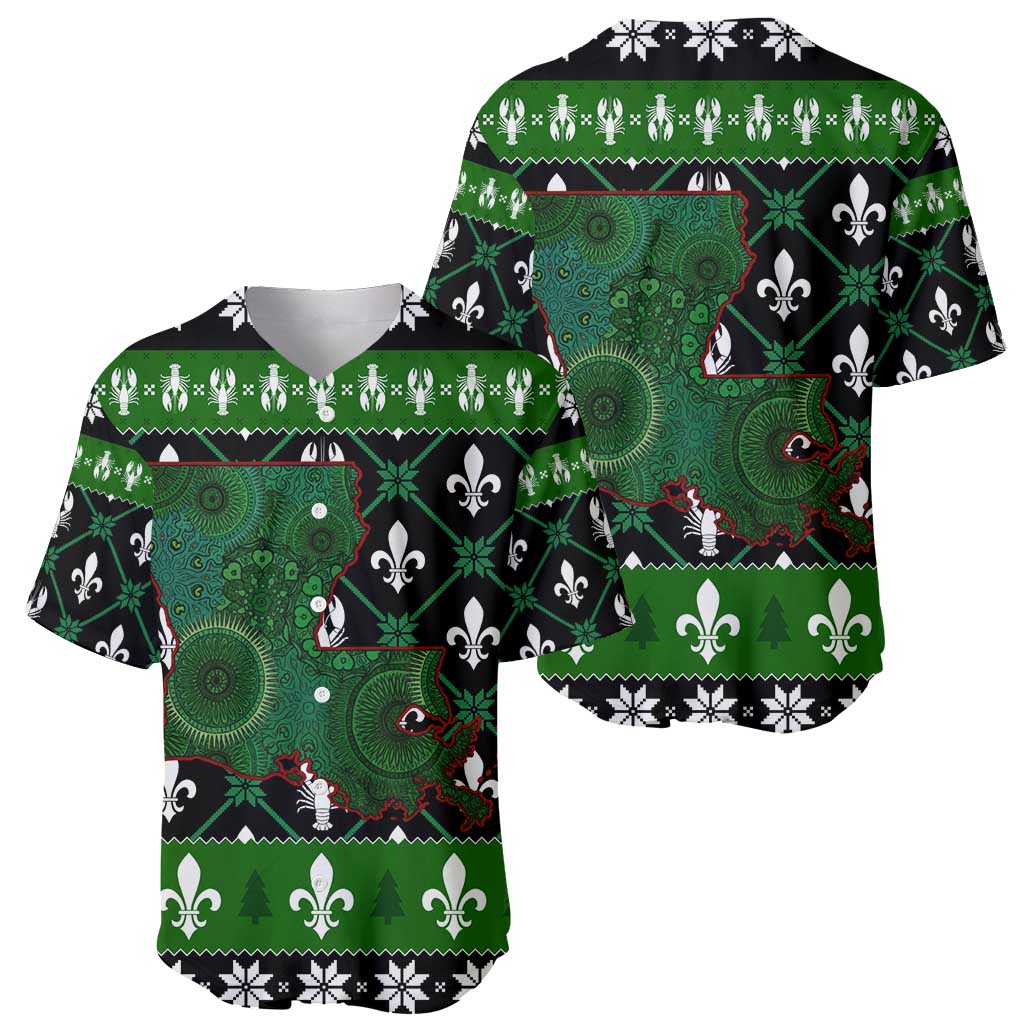 Louisiana USA Symbols Pattern Christmas Baseball Jersey Xmas Holiday Patterns - Wonder Print Shop