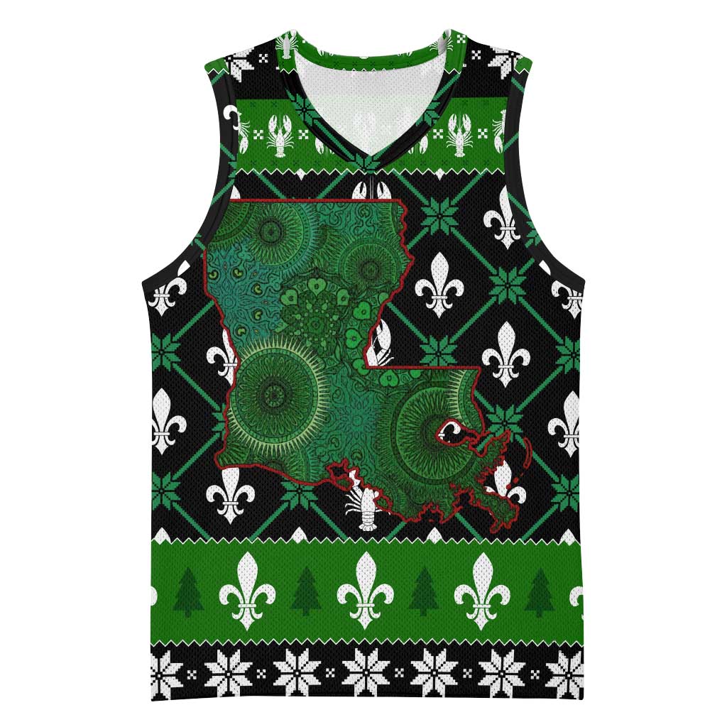 Louisiana USA Symbols Pattern Christmas Basketball Jersey Xmas Holiday Patterns - Wonder Print Shop