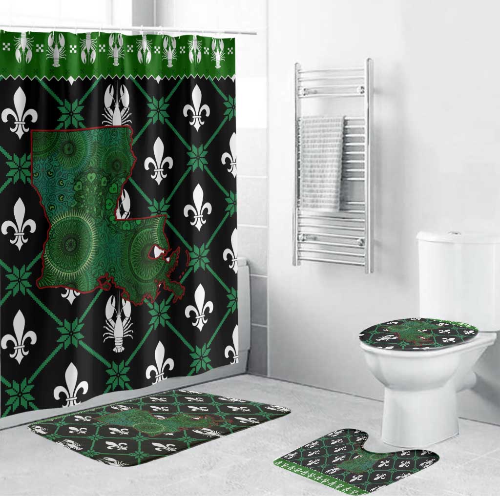 Louisiana USA Symbols Pattern Christmas Bathroom Set Xmas Holiday Patterns - Wonder Print Shop