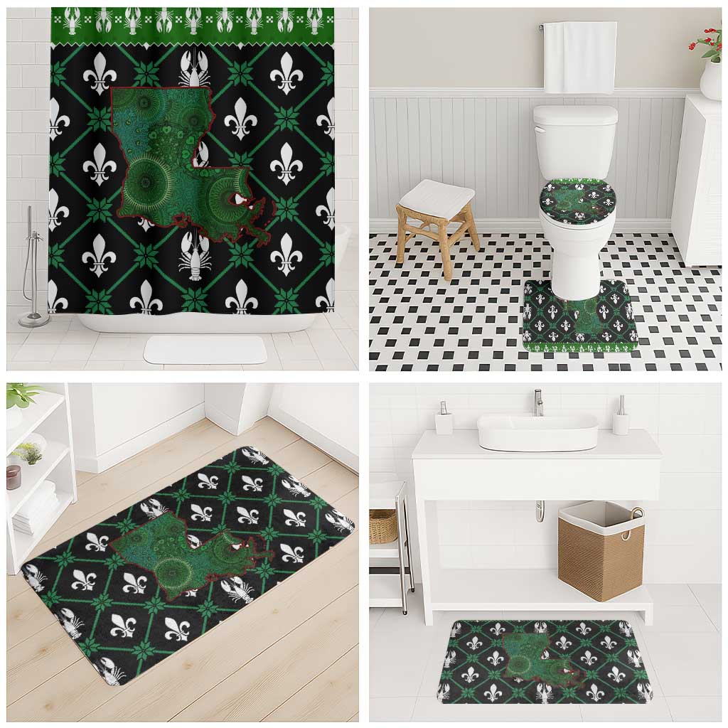 Louisiana USA Symbols Pattern Christmas Bathroom Set Xmas Holiday Patterns - Wonder Print Shop