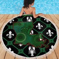 Louisiana USA Symbols Pattern Christmas Beach Blanket Xmas Holiday Patterns - Wonder Print Shop